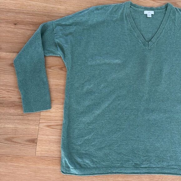 J. Jill Womens Green Knit Blouse Sz Large Silk Wool Casual Neutral Everydaywear - Picture 4 of 8